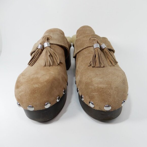 Rag & Bone Johannes Suede Shearling Tassel Clogs Size 40 10 Chunky NEW $475 - Picture 5 of 14